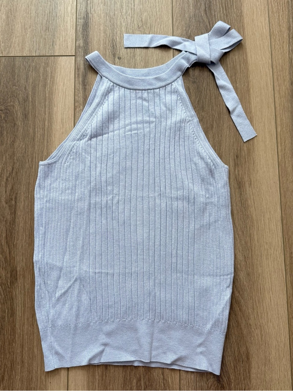 J. Crew Sleeveless Ribbed Tie-Strap Top - Light Lilac / light blue Medium